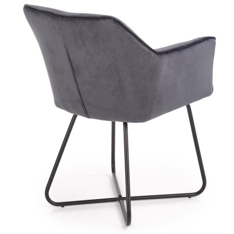 Krzesło K377 popielate Obicie wykonane z aksamitnej tkaniny, stalowy korpus, mebel do samodzielnego montażu