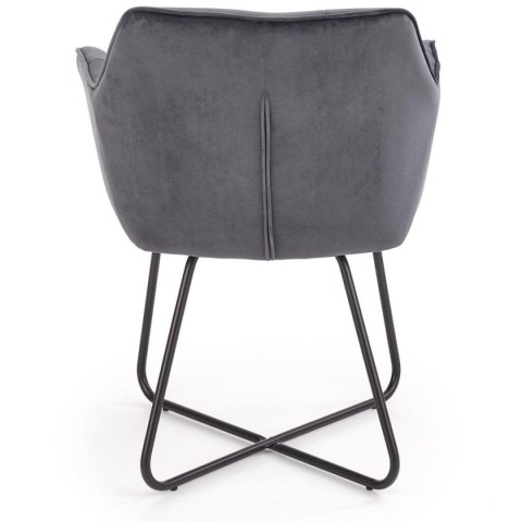 Krzesło K377 popielate Obicie wykonane z aksamitnej tkaniny, stalowy korpus, mebel do samodzielnego montażu