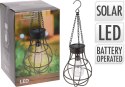 Lampa solarna wisząca z żarówką LED Lampka ogrodowa z hakiem do zawieszenia, wykonana z metalu, nowoczesny, geometryczny design 