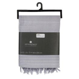 Narzuta na łóżko 160x220 frędzle szara Szara narzuta na łóżko wykonana w 100% z bawełny, wykończona kosmykami frędzli, ciepła i 