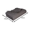 Narzuta na łóżko 230x250 frędzle grafit Grafitowa narzuta na łóżko wykonana w 100% z bawełny. Wymiary 230x250 cm.