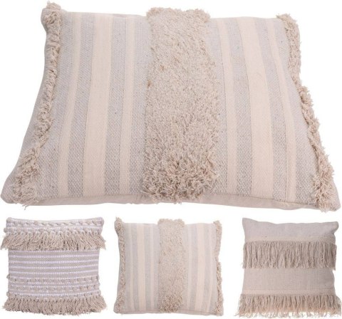 Poduszka w stylu Boho wzór 2 Wykonana z grubej bawełny i sznura, ozdobiona frędzlami, naturalna kolorystyka, idealny dodatek do 