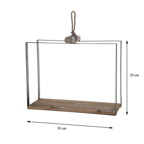 Półka wisząca Vintage 39x29 cm Szafka ścienna na dekoracje i kwiaty wykonana z metalu z drewnianą półką w stylu Vintage o wymiar