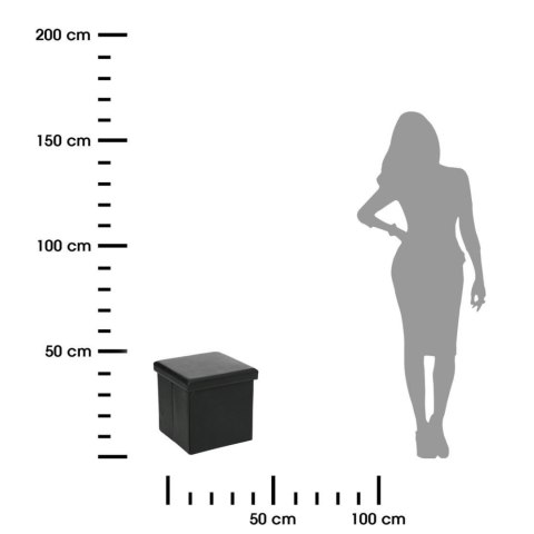 Pufa Callie Black 38x38 cm Składana konstrukcja, miękkie siedzisko wykonane ze sztucznej skóry, z funkcją schowka