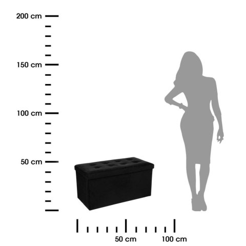 Pufa pikowana Adaline Black 76x38 cm Składana konstrukcja, miękkie siedzisko wykonane z przyjemnego w dotyku welurowego materiał