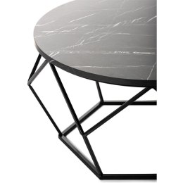 Stolik kawowy Diamond 70cm MARMUR czarny Konstrukcja lakierowana na czarno, blat wykonany z płyty MDF w kolorze czarny marmur , 