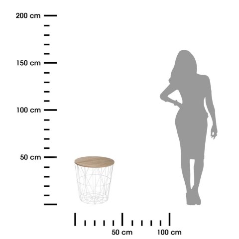 Stolik kawowy Kumi biały 40 cmMetalowa podstawa w kolorze białym, blat wykonany z płyty MDF o strukturze naturalnego drewna, fun