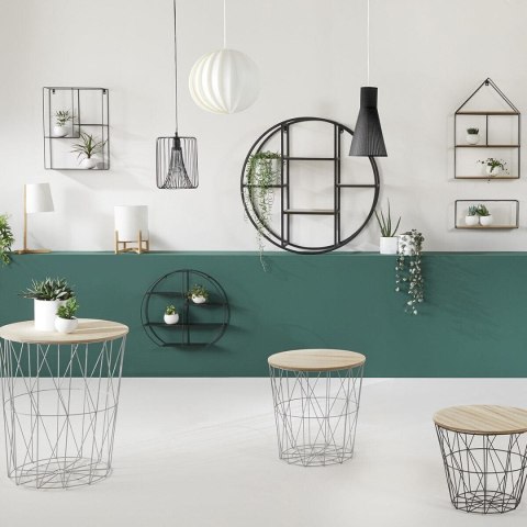 Stolik kawowy Kumi czarny 40 cm Metalowa podstawa w kolorze czarnym, blat wykonany z płyty MDF o strukturze naturalnego drewna, 