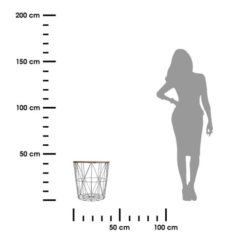 Stolik kawowy Kumi czarny 40 cm Metalowa podstawa w kolorze czarnym, blat wykonany z płyty MDF o strukturze naturalnego drewna, 