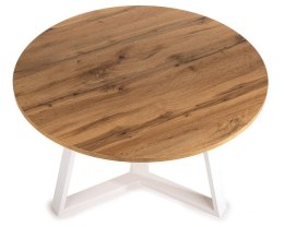 Stolik kawowy TRILEG 90 cm dąb lancelot Wykonany z metalu oraz płyty MDF w kolorze dąb lancelot, solidny i modny stoliczek kawow