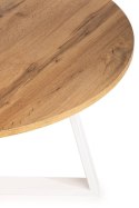 Stolik kawowy TRILEG 90 cm dąb lancelot Wykonany z metalu oraz płyty MDF w kolorze dąb lancelot, solidny i modny stoliczek kawow