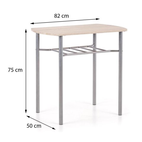 Zestaw Lance stół i 2 krzesła dąb sonoma Blat i siedziska wykonane z płyty MDF, stalowe stelaże, mebel do samodzielnego montażu