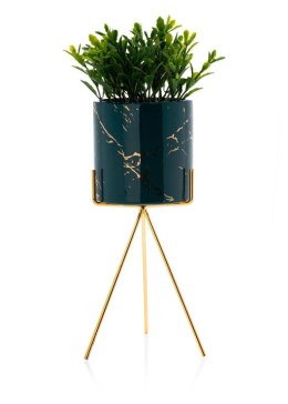Doniczka Emma Green 32 cm Wykonana z ceramiki w kolorze zielonym, uchwyt doniczki wykonano z metalu w odcieniu złotego koloru. C