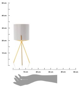 Doniczka Emma White 32 cm Wykonana z ceramiki w kolorze białym, uchwyt doniczki wykonano z metalu w odcieniu złotego koloru. Cał