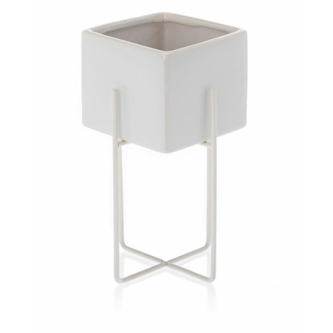 Doniczka Mizu White 23 cm Stelaż wykonany z metalu, osłonka wykonana z ceramiki. Wymiary: 12x12x23 cm.