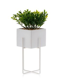 Doniczka Mizu White 23 cm Stelaż wykonany z metalu, osłonka wykonana z ceramiki. Wymiary: 12x12x23 cm.