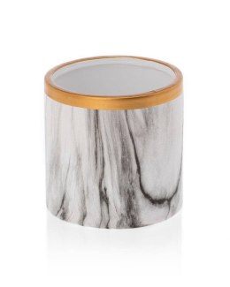 Doniczka Sona Marbling 11 cm Wykonana z ceramiki w kolorze białego marmuru ze złotym wykończeniem o średnicy 11 cm