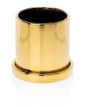 Doniczka ze spodkiem Hanya Gold 13 cm Wykonana z ceramiki w kolorze złotym. Zestaw zawiera doniczke oraz spodek. Wymiary 13x13x1