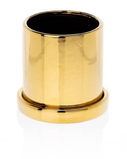 Doniczka ze spodkiem Hanya Gold 13 cm Wykonana z ceramiki w kolorze złotym. Zestaw zawiera doniczke oraz spodek. Wymiary 13x13x1