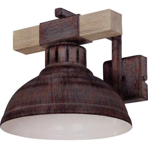 Kinkiet industrialny Hakon brązowy LOFT Wykonany z metalu i drewna, stylowy i modny plafon ścienny, gwint E27