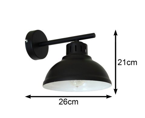 Kinkiet metalowy industrialny Sven LOFT Wykonany w całości z metalu, stylowy i modny klasyczny kinkiet ścienny w kolorze czarnym