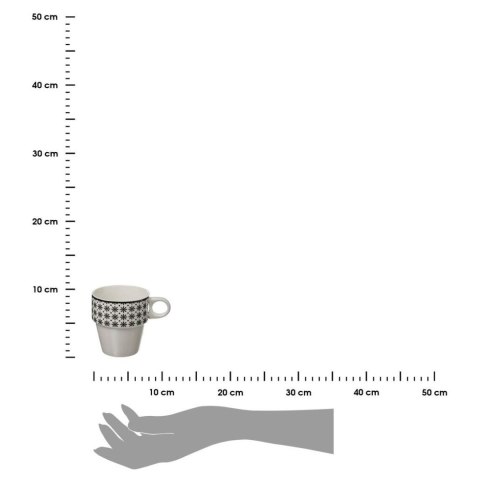 Komplet 4 filiżanek Bohemia 260 ml Wykonane z wysokiej jakości porcelany, na czarnym stelażu, każda filiżanka ozdobiona innym wz