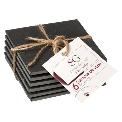 Komplet 6 podstawek łupkowych pod kubekOchronne podstawki wykonane z kamienia łupkowego, praktyczny dodatek do kuchni, jadalni c