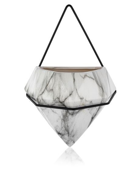 Komplet doniczek ściennych Semela Black Zestaw zawiera dwie doniczki wykonane z gipsu. Wymiary: duża- 20x11,5x23 cm, mała - 10x6