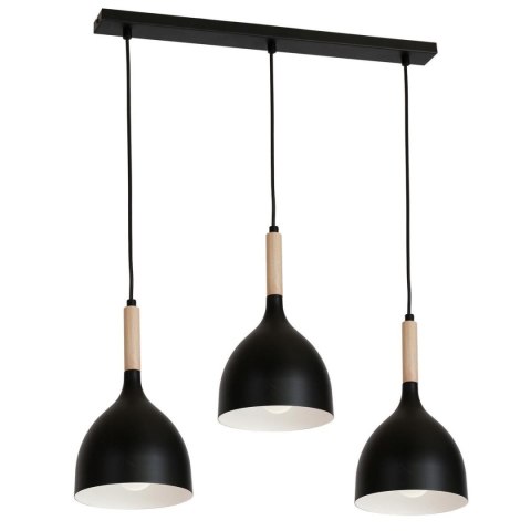 Lampa Noak Wood potrójna industrialna Wykonany z metalu i drewna, stylowy i industrialny plafon do zawieszenia w stylu industria