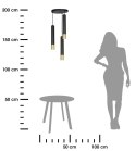 Lampa wisząca Sopel x3 nad wyspę LOFT Wykonany z metalu, nowoczesna i industrialna lampa wisząca w kolorze czarno złotym potrójn