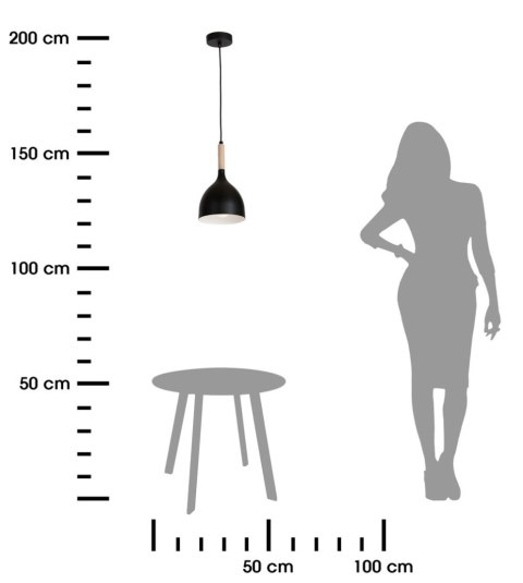 Lampa wisząca industrialna Noak Wood Wykonany z metalu i drewna, stylowy i industrialny plafon do zawieszenia w stylu industrial