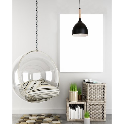 Lampa wisząca industrialna Noak Wood Wykonany z metalu i drewna, stylowy i industrialny plafon do zawieszenia w stylu industrial