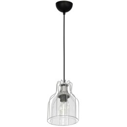 Lampa wisząca szklana Aria czarna chrom Wykonana metalu i szkła, stylowa i nowoczesna lampa sufitowa ze szklanym kloszem