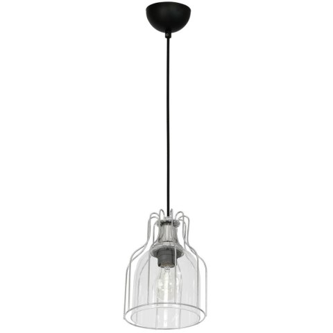 Lampa wisząca szklana Aria czarna chrom Wykonana metalu i szkła, stylowa i nowoczesna lampa sufitowa ze szklanym kloszem