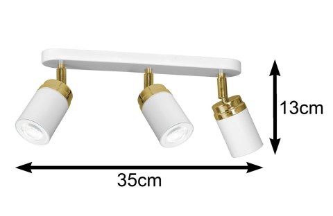 Nowoczesna lampa biało złota Reno x3 Wykonany z metalu, potrójny punkt świetlny w kolorze biało złotym Spotlight z elementami zł