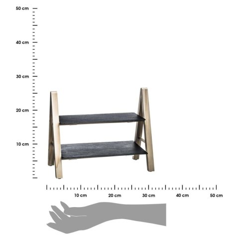 Patera dwupiętrowa na przekąski Dwupoziomowa patera wykonana z łupka kamiennego, stabilny stelaż z bambusa, do serwowania dań i 