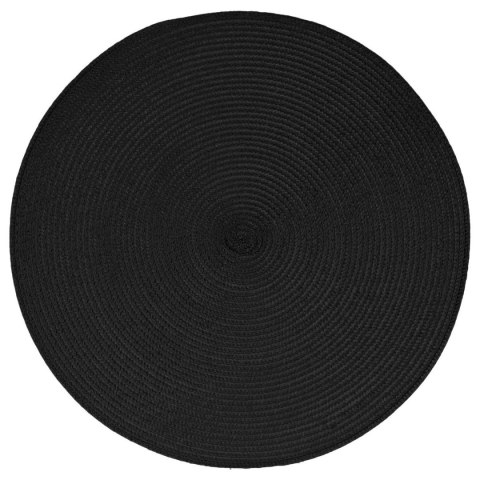 Podkładka na stół Braid Black okrągła Czarna mata stołowa wykonana z trwałego tworzywa, o średnicy 38 cm