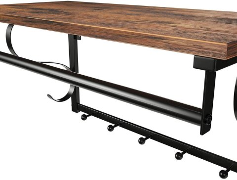 Półka ścienna na ubrania garderoba LOFT Wykonany z metalu i solidnej płyty MDF, praktyczna i wytrzymała półka ścienna, wieszak n