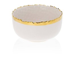 Salaterka Kati White Gold Miseczka wykonana z ceramiki w kolorze białym, wykończona złotą farbą. Średnica naczynia wynosi 11,5 c