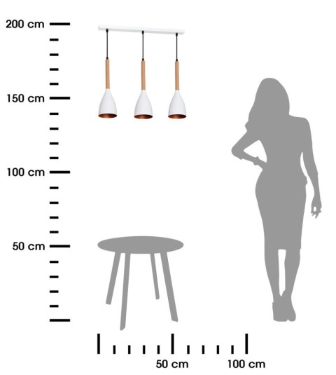 Żyrandol wisząca nowoczesny białe klosze Wykonany z metalu i drewna, stylowa i modna lampa sufitowa w kolorze biało złotym w sty