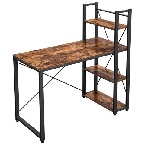 Biurko komputerowe rustykalne 120x60 cm Wykonany z metalu i solidnej płyty MDF, praktyczne i wytrzymałe biurko komputerowe w sty
