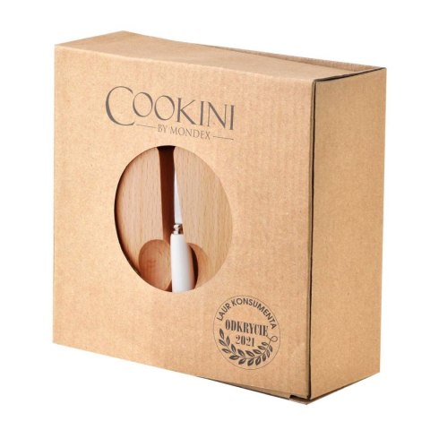 Cukiernica z łyżeczką Basick White Pojemnik wykonany z porcelany w kolorze białym, bambusowa pokrywka, metalowa łyżeczka w zesta