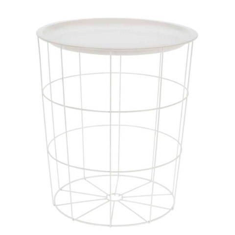 Druciany stolik kawowy biały 40 cm Wykonany w całości z metalu, malowany proszkowo na biało, może pełnić funkcję gazetnika, scho