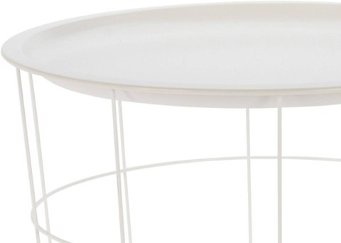 Druciany stolik kawowy biały 40 cm Wykonany w całości z metalu, malowany proszkowo na biało, może pełnić funkcję gazetnika, scho