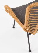 Fotel Ikaro Natural rattanowy Stalowe nogi w kolorze czarnym, rattanowe siedzisko z poduszką, stanowić będzie eleganckie uzupełn