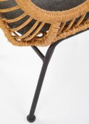 Fotel Ikaro Natural rattanowy Stalowe nogi w kolorze czarnym, rattanowe siedzisko z poduszką, stanowić będzie eleganckie uzupełn