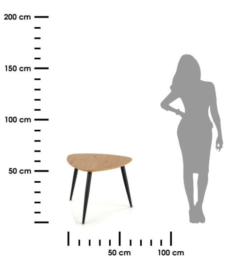 Komplet 2 stolików Nicea dąb złoty Stalowe nogi, blat wykonany z MDF-u z okleiną w kolorze dąb złoty, idealnie sprawdzą się jako