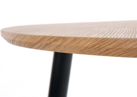 Komplet 2 stolików Nicea dąb złoty Stalowe nogi, blat wykonany z MDF-u z okleiną w kolorze dąb złoty, idealnie sprawdzą się jako