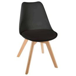 Krzesło tapicerowane Baya czarne Nogi z drewna bukowego, siedzisko wykonane z wysokiej jakości eco skóry, stanowić będzie elegan