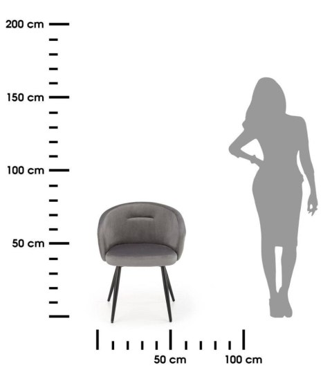 Krzesło tapicerowane K-430 popiel welur Stalowe nogi w kolorze czarnym, obicie wykonane z wysokiej jakości welurowej tkaniny, st